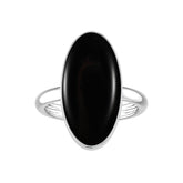 Natural Black Onyx Rings for Women in Sterling Silver (Pack of 6, Bezel-Set)